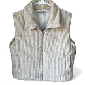 FOURTEEN & 9th | Taupe Corduroy Zip Vest Lizard Thicket Collection